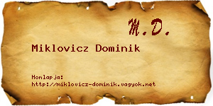 Miklovicz Dominik névjegykártya